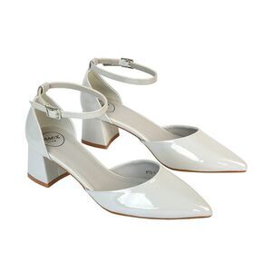 XY London Womens/Ladies Evie Ankle Strap Low Block Heel Court Shoes / Gray